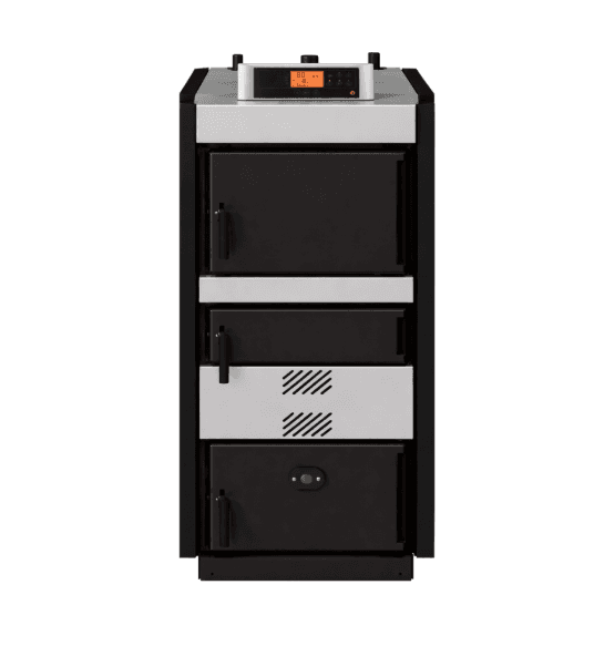 Caldeira a lenha Metlor CL25 PYRO EVOLUTION 25Kw chama invertida