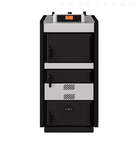 Caldeira a lenha Metlor CL40 PYRO EVOLUTION 40Kw chama invertida